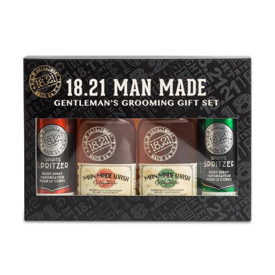 18.21 Man Made Sweet Tobacco & Spiced Vanilla Wash & Spirits Spritzer Grooming Giftset-The Pomade Shop