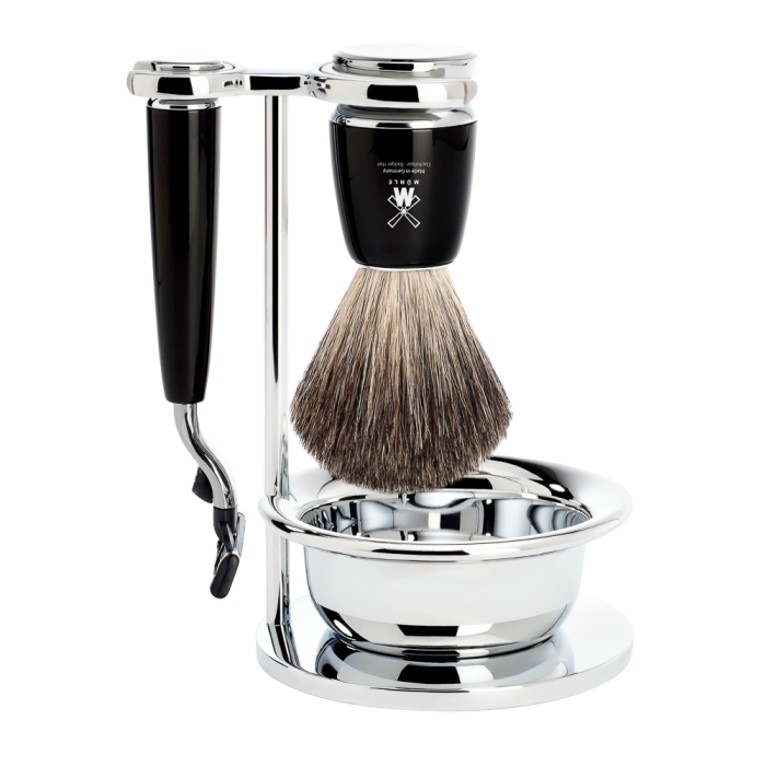 Muhle 99S21M226SM3 RYTMO 4 piece Shaving Set Black Resin-The Pomade Shop