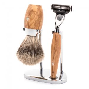 Muhle Kosmo S281 H870 3 Piece Shaving Set Olive Wood-The Pomade Shop