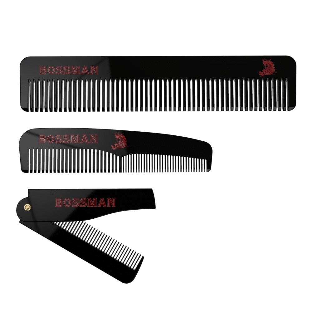 BOSSMAN BRANDS Set of 3 Acetate Beard, Mustache, Hair Combs-The Pomade Shop