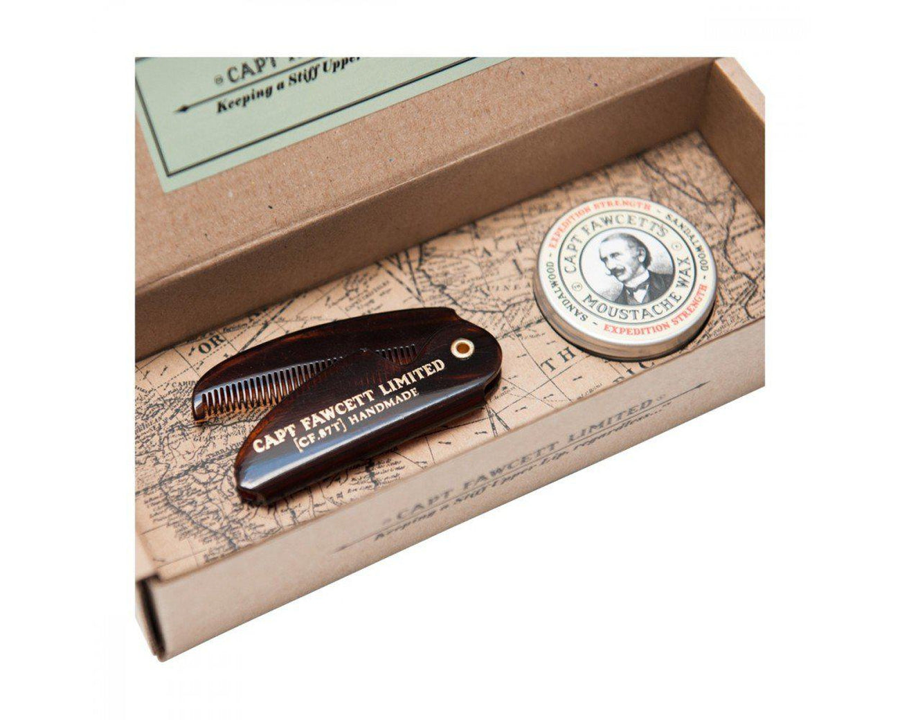 Captain Fawcett's Expedition Mo Wax & Folding Moustache Comb Set-The Pomade Shop