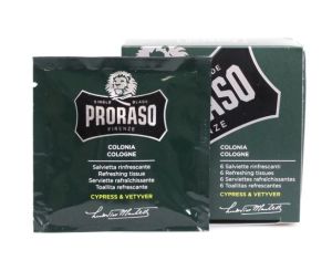 Proraso Cypress and Vetiver Cologne Wipes sachets The