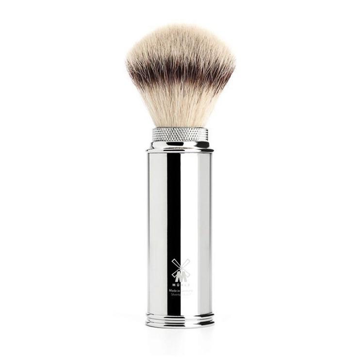 Muhle 31 M 20 Silvertip Travel Fibre Brush Chrome-The Pomade Shop