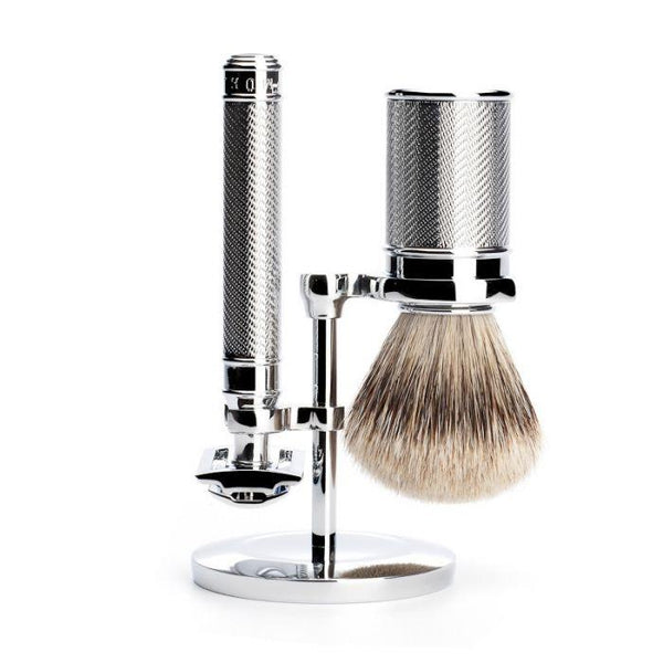 Muhle RHM SR SET Safety Razor and Shaving Brush Stand Chrome The
